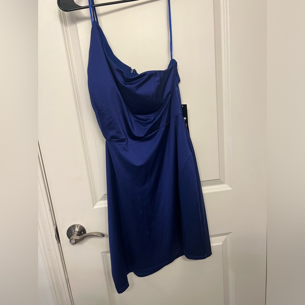 Blue dress with side cutout